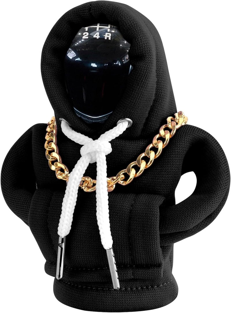 PLALEI Gear Shift Hoodie, Funny Car Gear Shift Cover, Cute Car Shift Knob Hoodie, Automotive Interior Accessories, Universal Fit Knob Cover Gift (Black) - Image 1